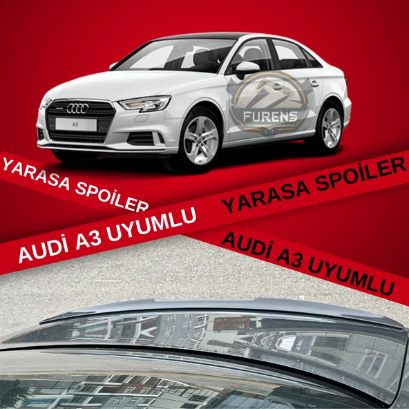 Audi A3 Bagaj Üstü Black Piano Yarasa Spoiler Bagaj Çıtası ürün görseli 1