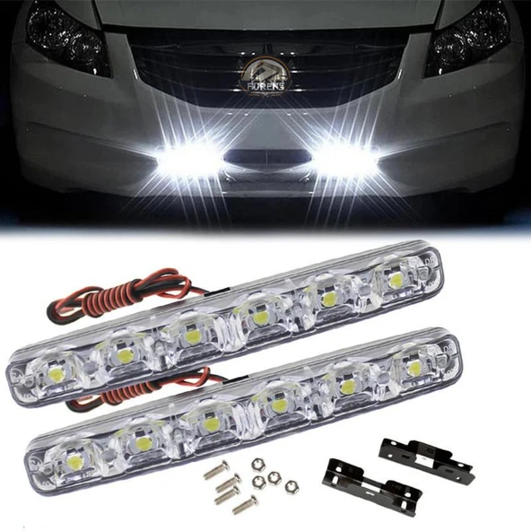 Mercekli 6 Ledli Beyaz Drl Gündüz Ledi 12v Sis Lambası Ledi Off Road Sis 12V - 2