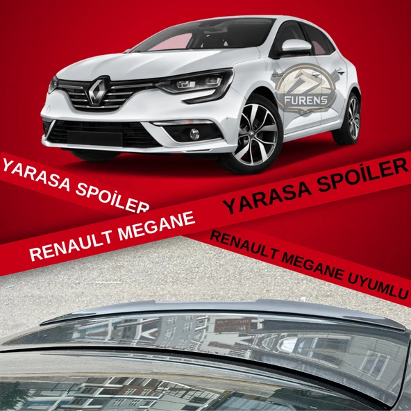 Renault Megane 4 Sedan Kasa Uyumlu Yarasa Bagaj Üstü Spoiler Piano Black ürün görseli 1