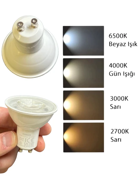 (10 Adet) Osram 6.9W (80W) 2700K (Sarı Işık) GU10 Duylu Led Spot Ampul - 5