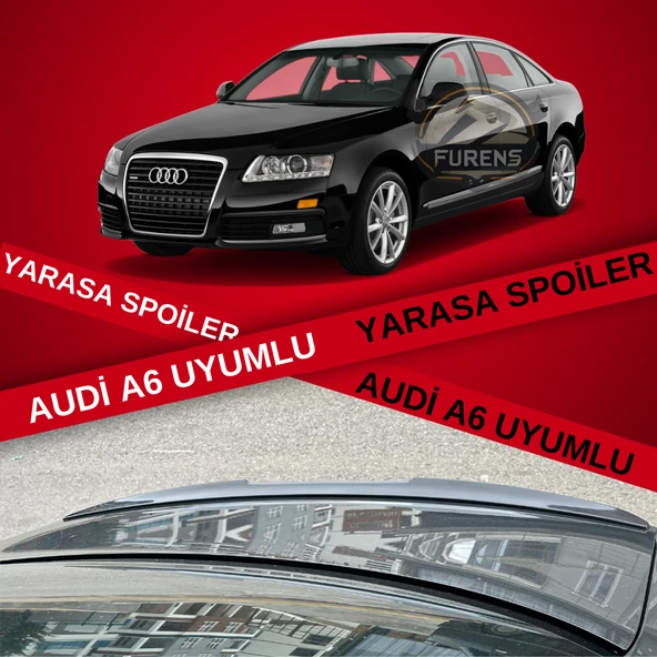 Audi A6 Bagaj Üstü Slim Yarasa Spoiler Piano Black Parlak Siyah ürün görseli 1