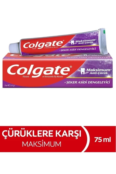 Colgate Maksimum Anti Çürük Şeker Asidi Dengeleyici Diş Macunu 75 Ml