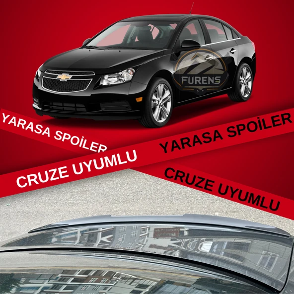 Chevrolet Cruze Uyumlu Bagaj Üstü Yarasa Spoiler Bagaj Çıtası Piano Black Parlak Siyah ürün görseli 1
