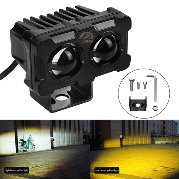 Robot Sis Farı 2 Adet Sarı – Beyaz 50W Motosiklet Off Road Atv Utv Araba Uyumlu Baykuş Sis - 5