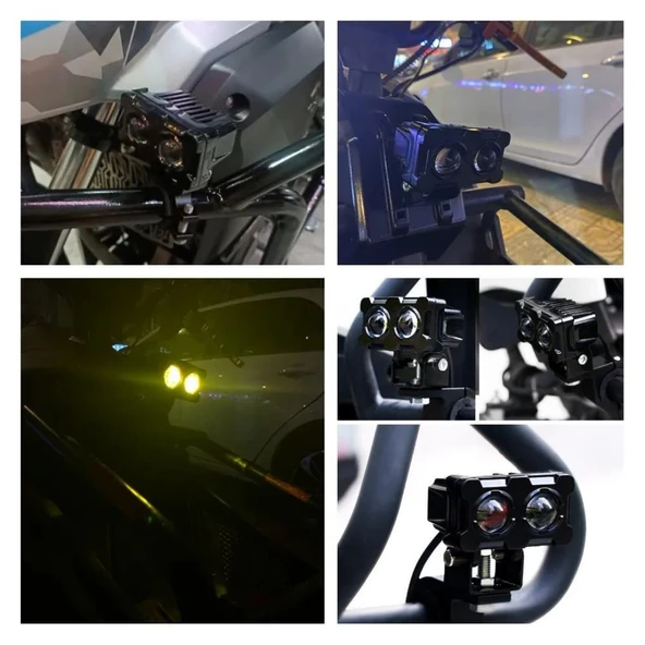 Robot Sis Farı 2 Adet Sarı – Beyaz 50W Motosiklet Off Road Atv Utv Araba Uyumlu Baykuş Sis - 7