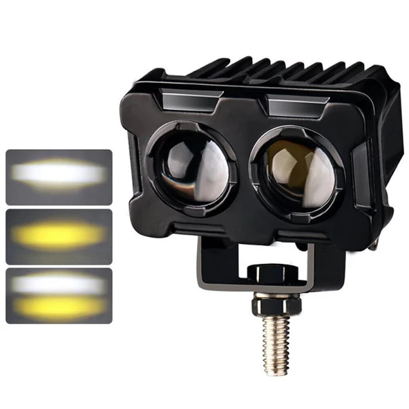 Robot Sis Farı 2 Adet Sarı – Beyaz 50W Motosiklet Off Road Atv Utv Araba Uyumlu Baykuş Sis - 2