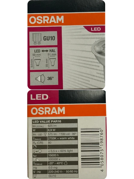 (10 Adet) Osram 6.9W (80W) 2700K (Sarı Işık) GU10 Duylu Led Spot Ampul - 4