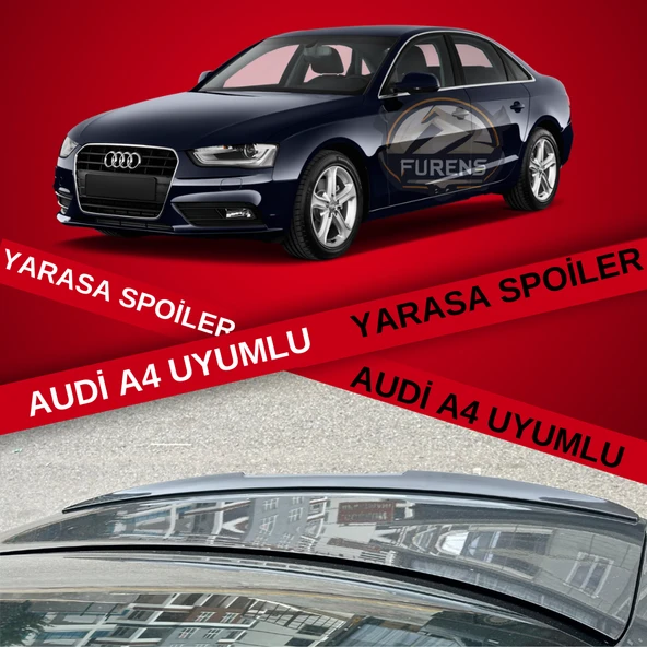 Audi A4 Bagaj Üstü Black Piano Yarasa Spoiler Bagaj Çıtası ürün görseli 1