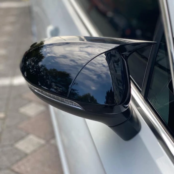 Volksvogen Passat B8 2015- 2023 arası tüm  modellere uygun Batman Yarasa Ayna Kapağı Piano Black Abs Plastik - 2