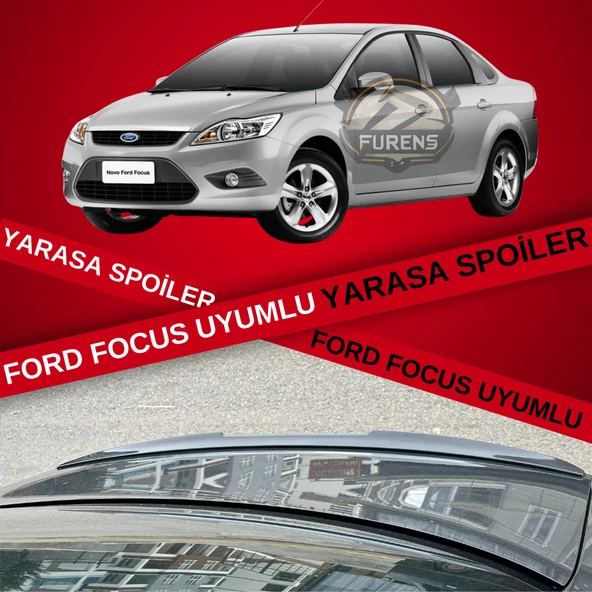 Ford Focus 2-2,5 Bagaj Üstü Slim Yarasa Spoiler Piano Black Parlak Siyah ürün görseli 1