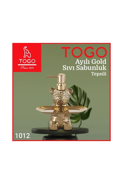 TOGO Ayılı Sıvı Sabunluk Tepsili Gold Renkli