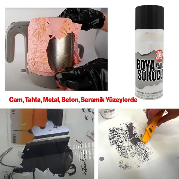 Güçlü Boya Cila Sökücü Temizleyici Kaldırıcı Sprey 400 ml Tahta Metal Cam Seramik Beton Yüzey - 3