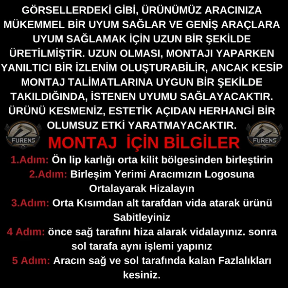 Peugeot 207 2006-2014 Uyumlu H lip Esnek Ön Lip 2 Parça Karlık Ön Ek Tampon Altı Dil - Resim 2