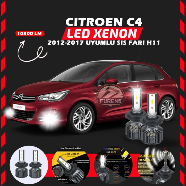 Citroen C4 2012-2017 Sis Farı Uyumlu Şimşek Etkili Led Xenon Premium Series H11