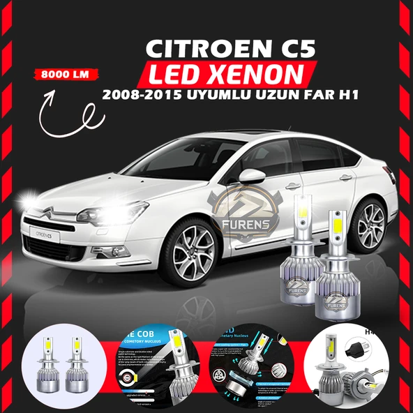 Citroen C5 2008-2015 Uzun Far Uyumlu Şimşek Etkili Led Xenon Performance Series H1 ürün görseli 1