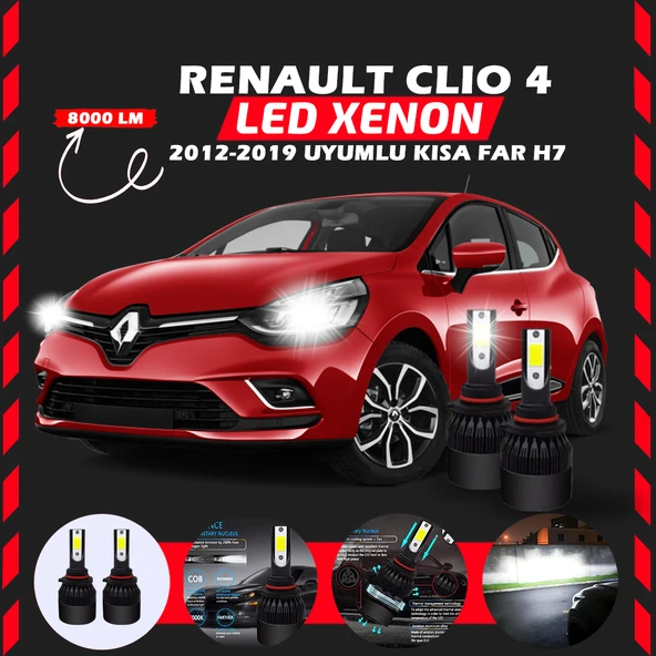 Renault Clio 4 2012-2019 Kısa Far Uyumlu Şimşek Etkili Led Xenon Light Series H7 ürün görseli 1