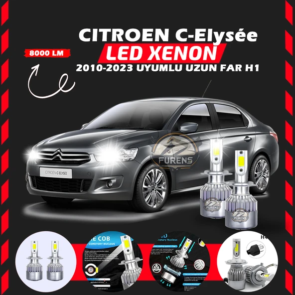 Citroen C-Elysee 2010-2023 Uzun Far Uyumlu Şimşek Etkili Led Xenon Performance Series H1 - Resim 6