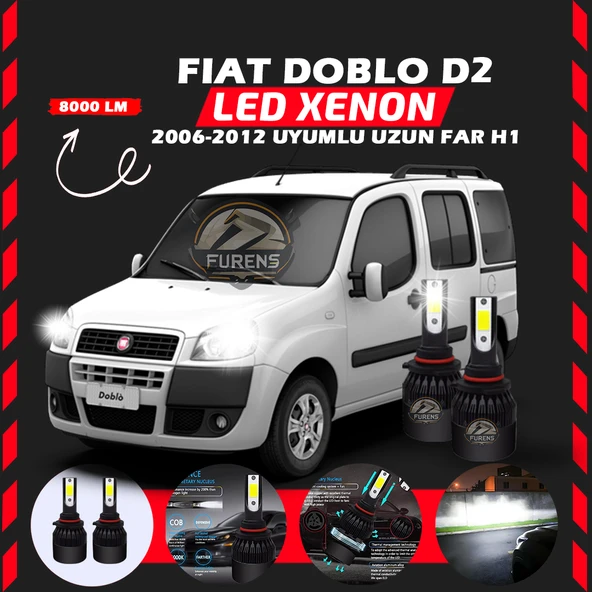 Fiat Doblo D2 2006-2012 Uzun Far Uyumlu Şimşek Etkili Led Xenon Light Series H1 ürün görseli 1