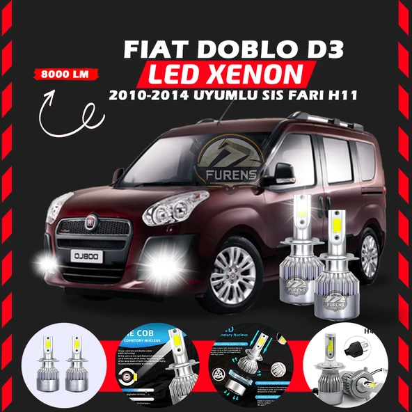 Fiat Doblo D3 2006-2012 Sis Farı Uyumlu Şimşek Etkili Led Xenon Performance Series H11 ürün görseli 1