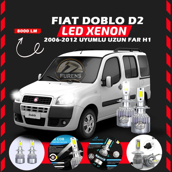 Fiat Doblo D2 2006-2012 Uzun Far Uyumlu Şimşek Etkili Led Xenon Performance Series H1 ürün görseli 1