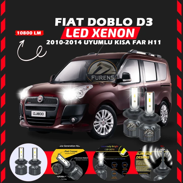 Fiat Doblo D3 2006-2012 Kısa Far Uyumlu Şimşek Etkili Led Xenon Premium Series H11 - Resim 7