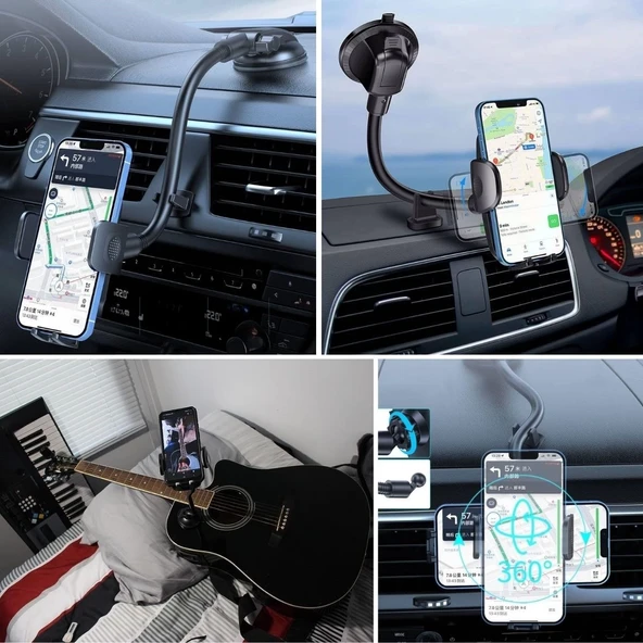 Ayarlanabilir Vakum Kilitli Cam Ve Torpidoya Takılabilen Telefon Tutucu - 4