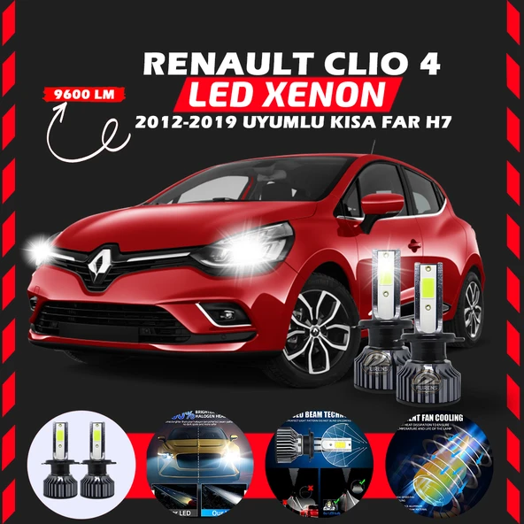 Renault Clio 4 2012-2019 Kısa Far Uyumlu Şimşek Etkili Led Xenon Pro Series H7 - 1