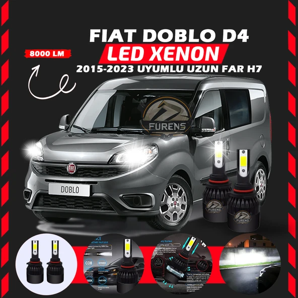 Fiat Doblo D4 2015-2023 Uzun Far Uyumlu Şimşek Etkili Led Xenon Light Series H7 - Resim 6
