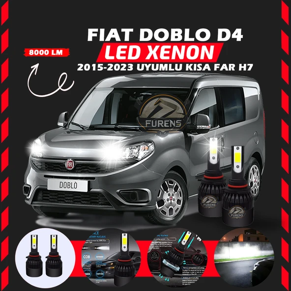 Fiat Doblo D4 2015-2023 Kısa Far Uyumlu Şimşek Etkili Led Xenon Light Series H7 - Resim 6