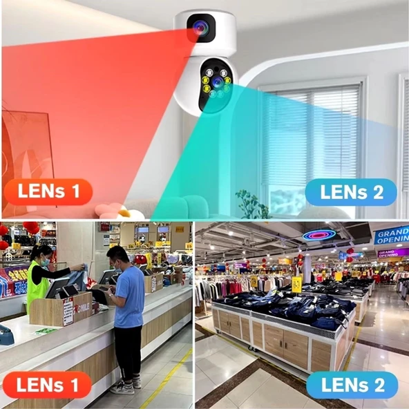 Çift Kameralı Wifi Bağlantılı Gece Görüşlü Ev Tipi Güvenlik Kamerası Yosee - Resim 3