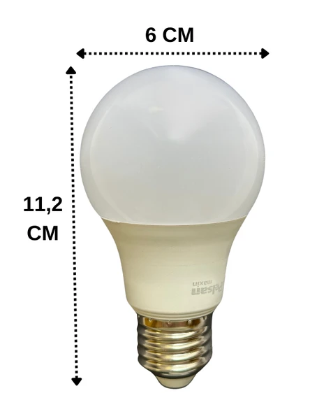 (6 Adet) Pelsan 8,5W 2700K (Sarı Işık) E27 Duylu (Kalın Duy) Led Ampul - Resim 3