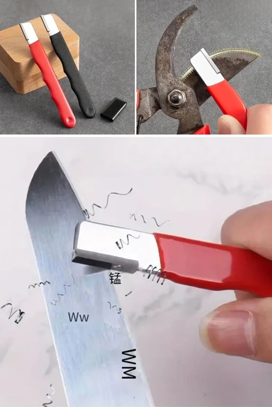 Koruyucu Kapaklı Keskin Makas Budama Makası Bıçak Bileme Aparatı Bileyici - 7