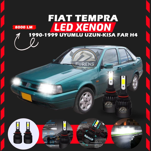 Fiat Tempra Uzun - Kısa Far Uyumlu Şimşek Etkili Led Xenon Light Series H4 ürün görseli 1
