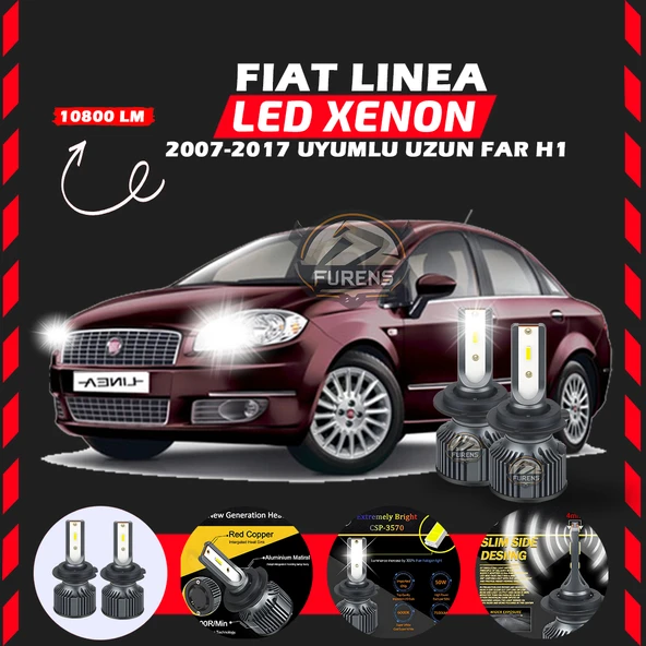 Fiat Linea 2007-2017 Uzun Far Uyumlu Şimşek Etkili Led Xenon Premium Series H1 ürün görseli 1