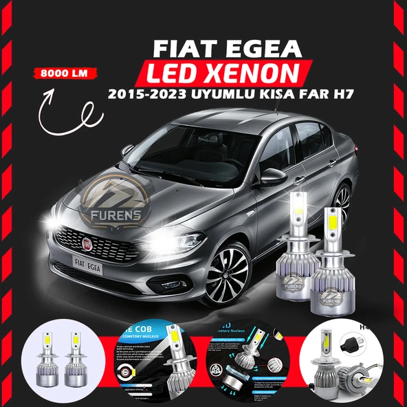 Fiat Egea 2015-2023 Kısa Far Uyumlu Şimşek Etkili Led Xenon Performance Series H7 ürün görseli 1