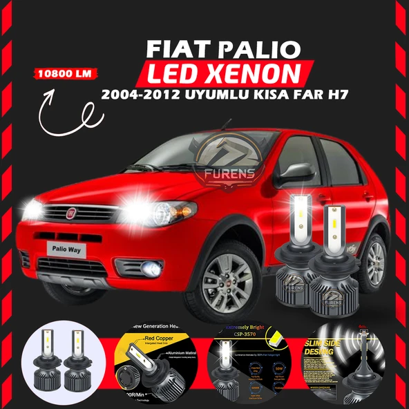 Fiat Palio 2004-2012 Kısa Far Uyumlu Şimşek Etkili Led Xenon Premium Series H7 - Resim 7