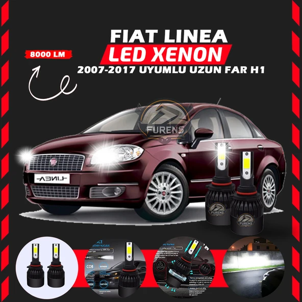 Fiat Linea 2007-2017 Uzun Far Uyumlu Şimşek Etkili Led Xenon Light Series H1 ürün görseli 1