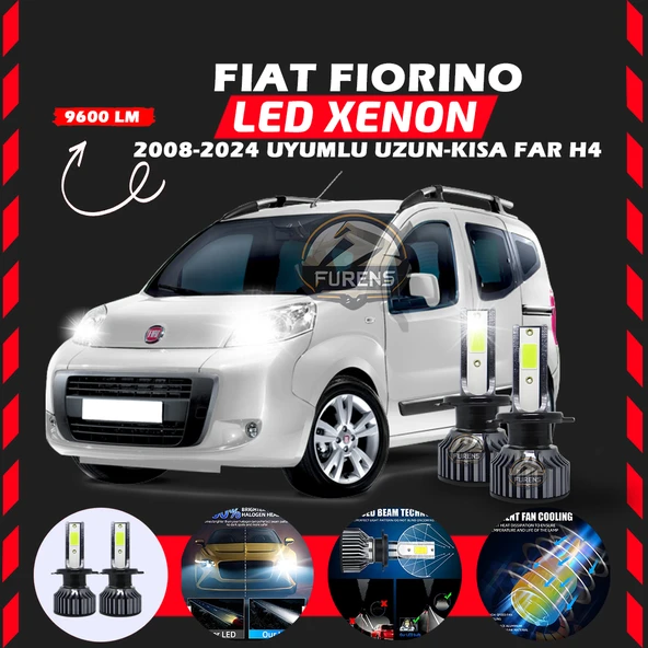 Fiat Fiorino 2008-2024 Uzun - Kısa Far Uyumlu Şimşek Etkili Led Xenon Pro Series H4 ürün görseli 1