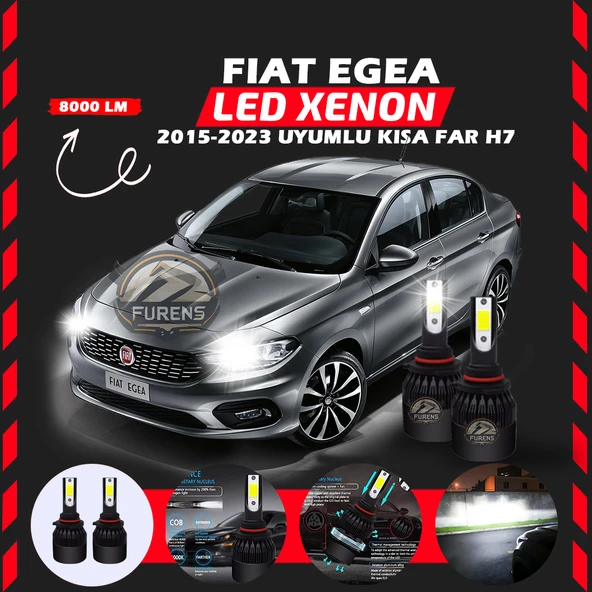 Fiat Egea 2015-2023 Kısa Far Uyumlu Şimşek Etkili Led Xenon Light Series H7