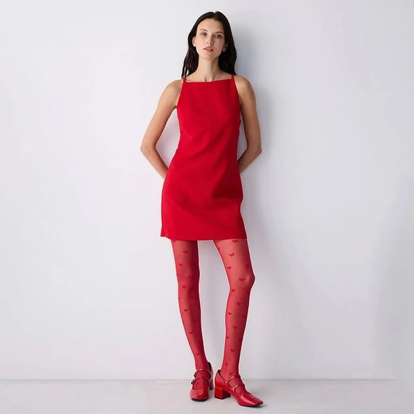 PENTİ BOWTİE KIRMIZI L/XL DESENLİ KÜLOTLU ÇORAP - Resim 2