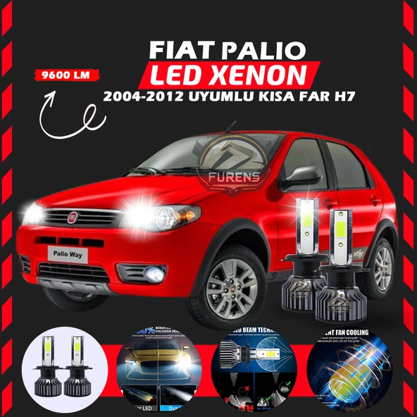 Fiat Palio 2004-2012 Kısa Far Uyumlu Şimşek Etkili Led Xenon Pro Series H7