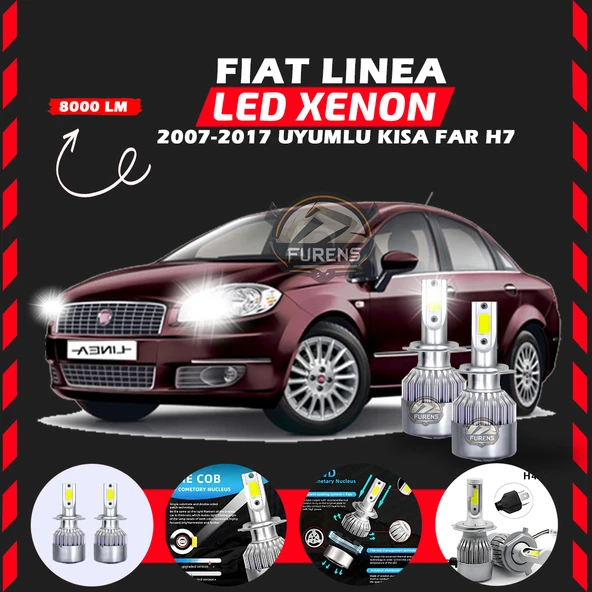 Fiat Linea 2007-2017 Kısa Far Uyumlu Şimşek Etkili Led Xenon Performance Series H7 - Resim 6