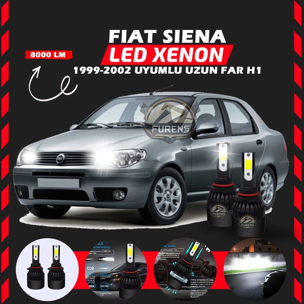 Fiat Siena 1999-2002 Uzun Far Uyumlu Şimşek Etkili Led Xenon Light Series H1 - Resim 6