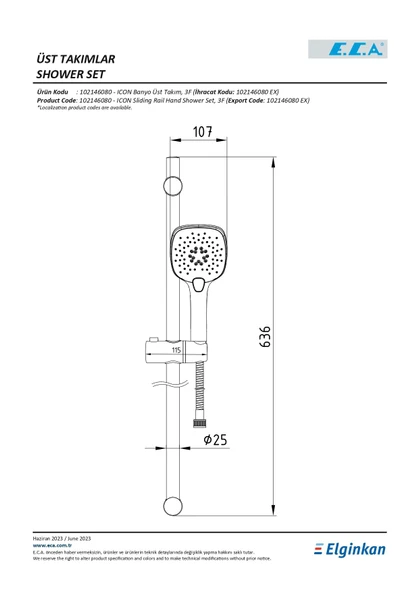 Eca İcon Hareketli Sürgülü Duş Seti (3 Fonksiyonlu) 102146080 - 2