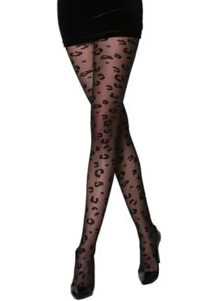 PENTİ CLASSY LEOPARD SİYAH L/XL DESENLİ KÜLOTLU ÇORAP