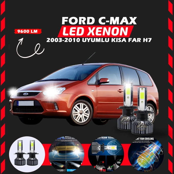 Ford C-MAX 2003-2010 Kısa Far Uyumlu Şimşek Etkili Led Xenon Pro Series H7 - Resim 7