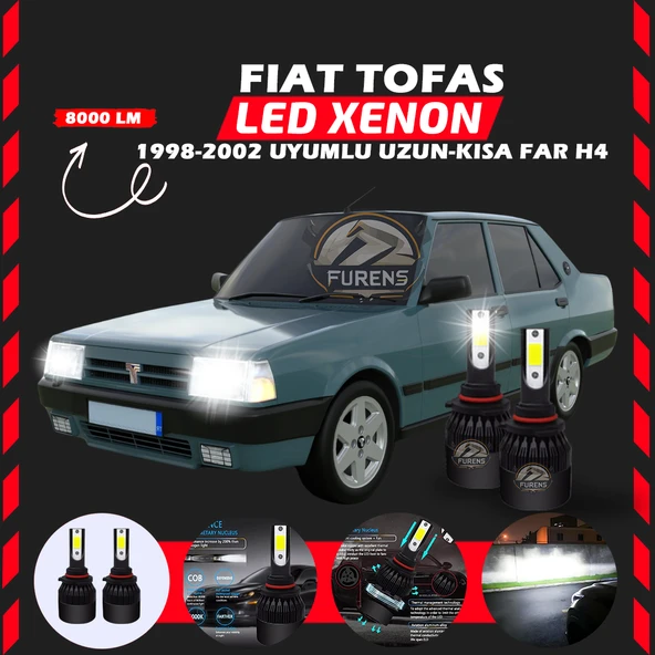 Fiat Tofaş Uzun - Kısa Far Uyumlu Şimşek Etkili Led Xenon Light Series H4 ürün görseli 1