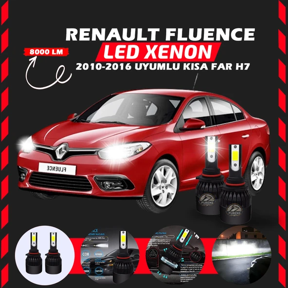 Renault Fluence 2010-2016 Kısa Far Uyumlu Şimşek Etkili Led Xenon Light Series H7 ürün görseli 1