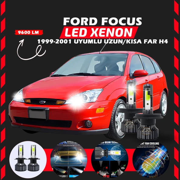 Ford Focus 1 1999-2001 Uzun-Kısa Uyumlu Şimşek Etkili Led Xenon Pro Series H4 - Resim 7