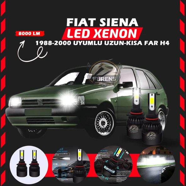 Fiat Tipo Uzun - Kısa FarUyumlu Şimşek Etkili Led Xenon Light Series H4 - 8
